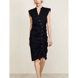 Veronica‎ Beard Black Ruched Shirt Dress Size 8
